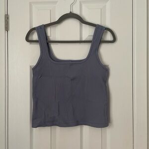 Women's Blue Grey Ribbed Tank Top